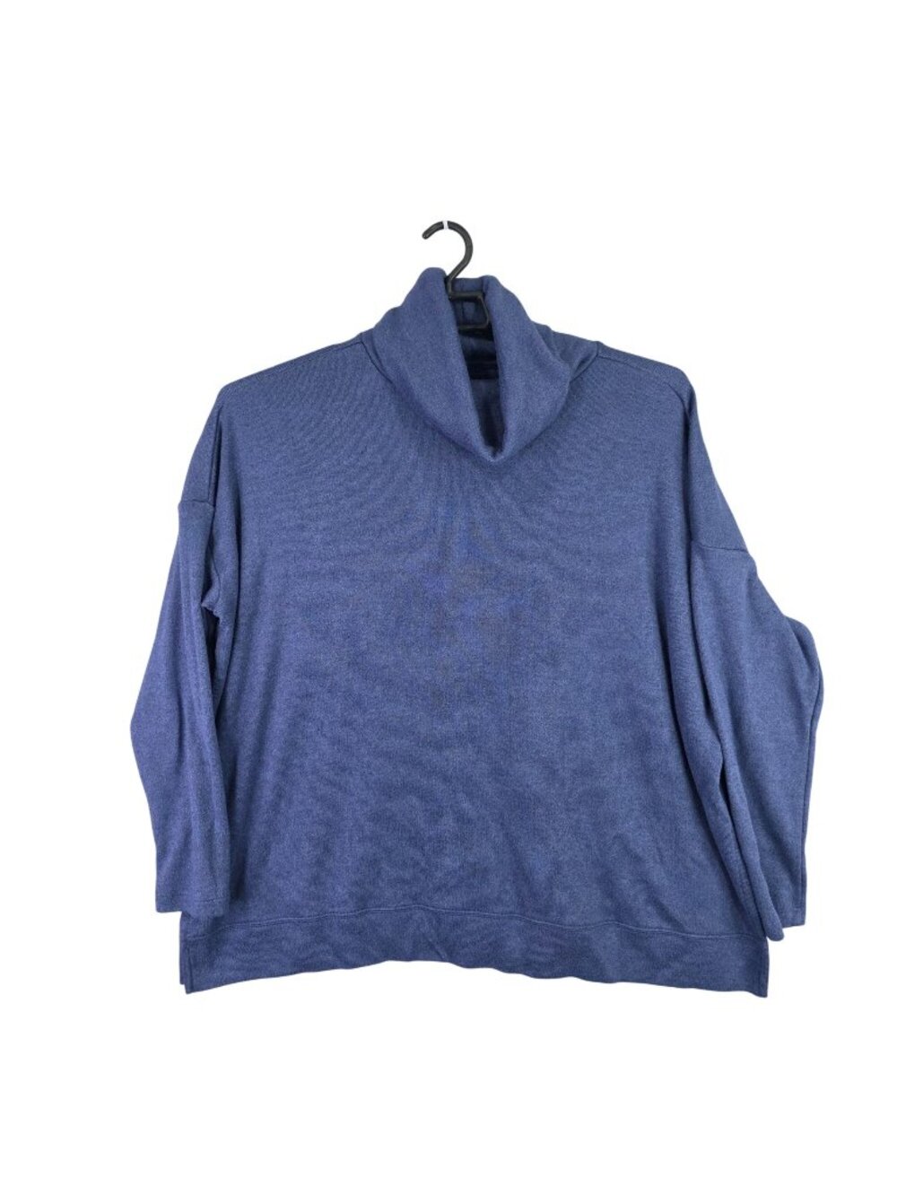 Womens Lands End Blue Cowl Neck Sweater Top Long Sleeve Viscose Blend Size L